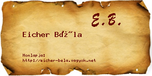 Eicher Béla névjegykártya
